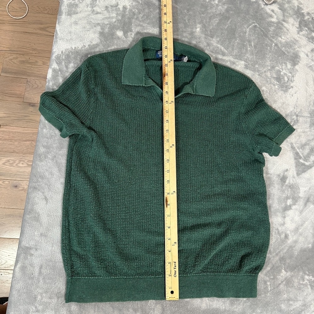 Polo Ralph Lauren Mesh Knit Linen Johnny Collar Sweater Mens Medium Green Shirt - Picture 12 of 12